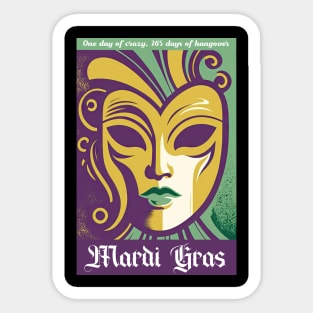 Funny Mardi Gras Purple Green Sticker